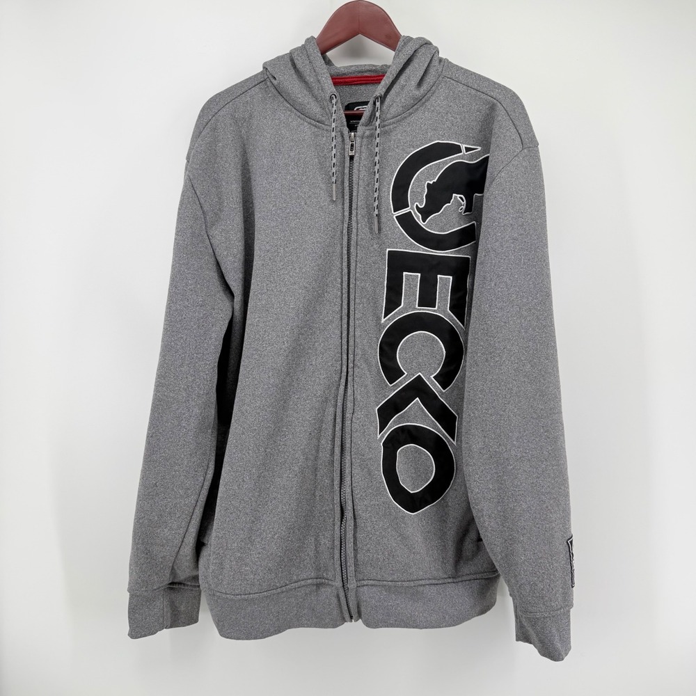 Ecko Unltd Men XL Gray Full Zip Hoodie Rhino Arrowhead Performance Fleece Jacket